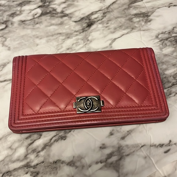Chanel Quilted  Boy Bifold Long Wallet Pink Silver Hardware CC Logo cocomark - Picture 8 of 8